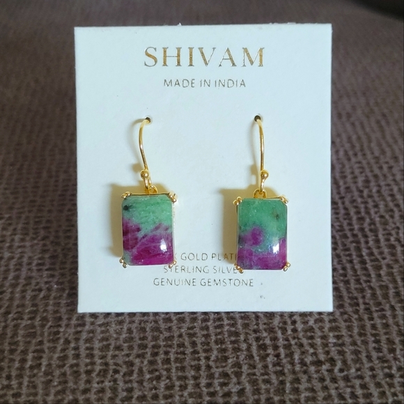 Shivam Jewelry - Shivam Rectangular Ruby Ziosite  Earrings